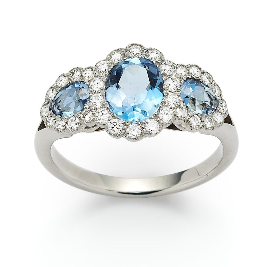 Diamond triple cluster engagement ring (OUT OF STOCK)