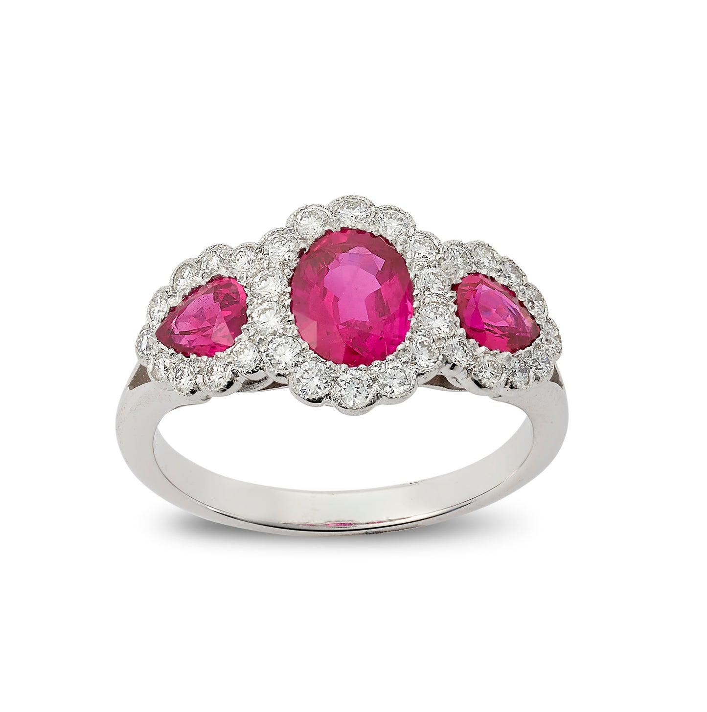 Sapphire and diamond triple cluster engagement ring (OUT OF STOCK)
