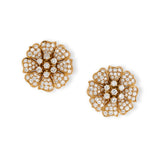 Pair 18ct yellow gold and diamond flowerhead earclips