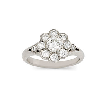 Brilliant cut diamond cluster ring