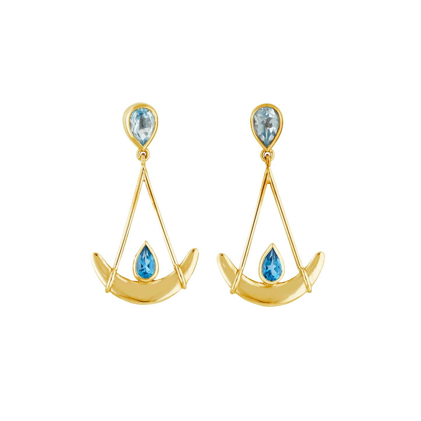 Joie de Vivre blue topaz earrings by Nigel Milne