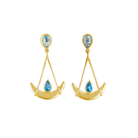 Joie de Vivre blue topaz earrings by Nigel Milne