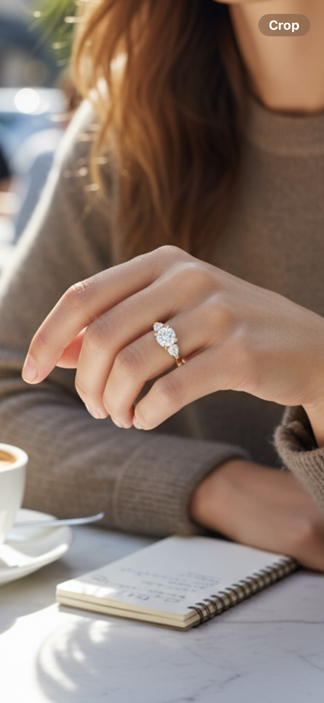 Brilliant and pear shaped diamond ring