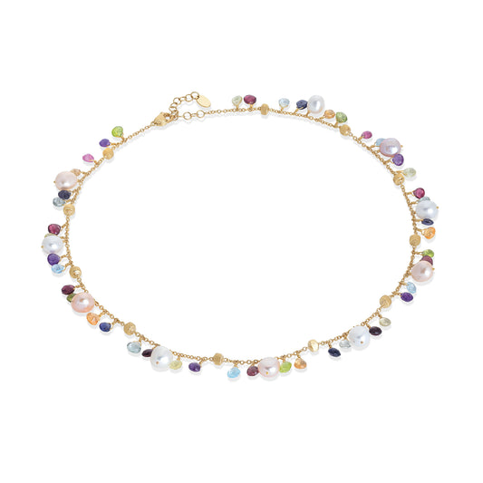 NEW Paradise 18ct yellow gold, multi gemstone and pearl necklace by Marco Bicego