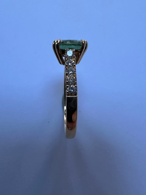 Green Tourmaline and diamond ring