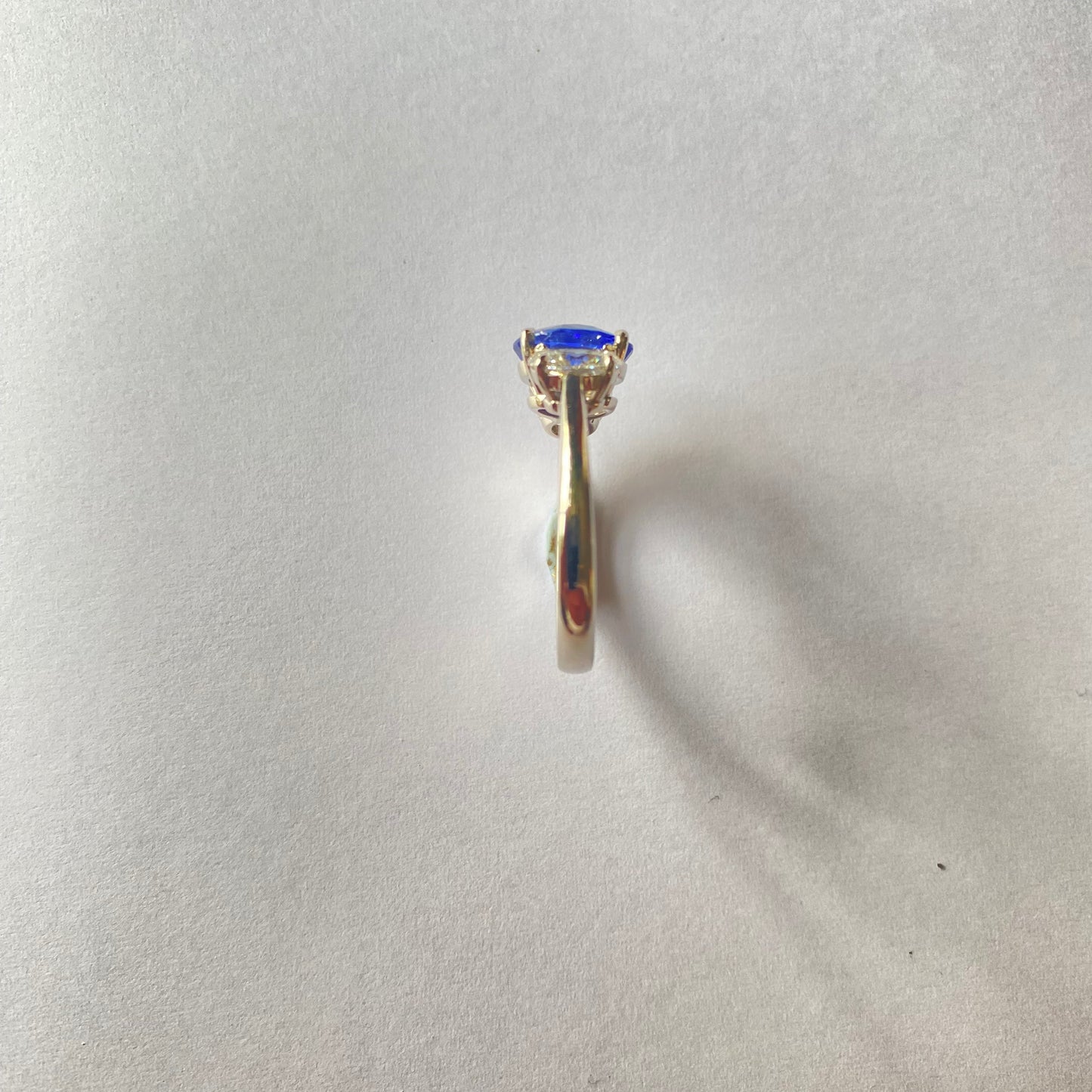 Oval sapphire and diamond three stone ring (OUT OF STOCK)