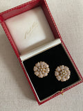 Pair 18ct yellow gold and diamond flowerhead earclips