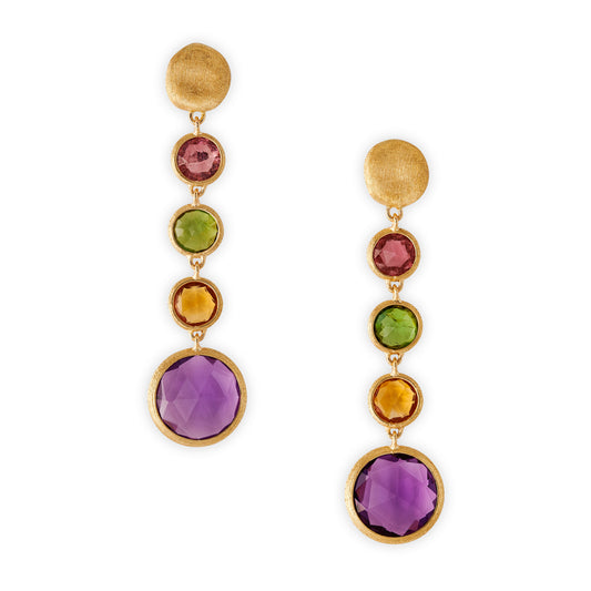 Jaipur 18ct yellow gold and multi gemstone drop earrings, Jaipur by Marco Bicego