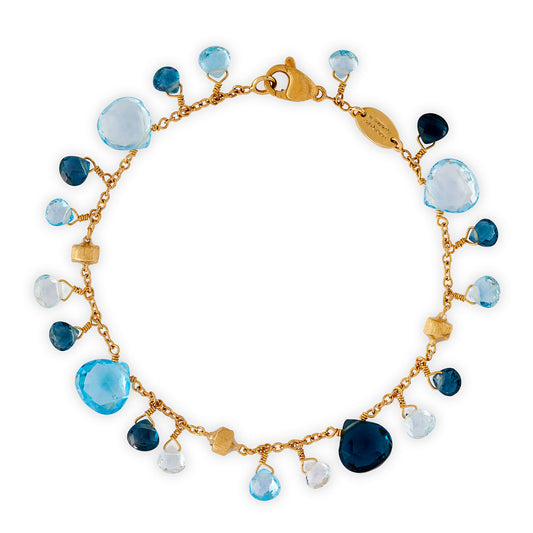 NEW - Paradise 18ct yellow gold and mixed blue topaz bracelet by Marco Bicego