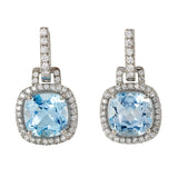 Carnival blue topaz & diamond earrings by Nigel Milne