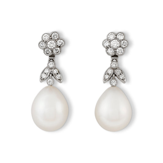 Diamond and pearl drop earrings (detachable)