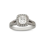 Cushion cut diamond cluster engagement ring
