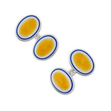 Silver and yellow enamel cuff links
