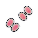 Silver and pink enamel cuff links