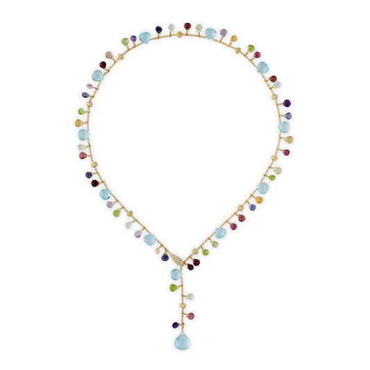 New Paradise 18ct yellow gold and multi gemstone lariat necklace by Marco Bicego