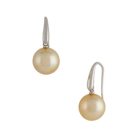 11-12mm Golden South Sea Pearls on 18ct white gold hook fittings