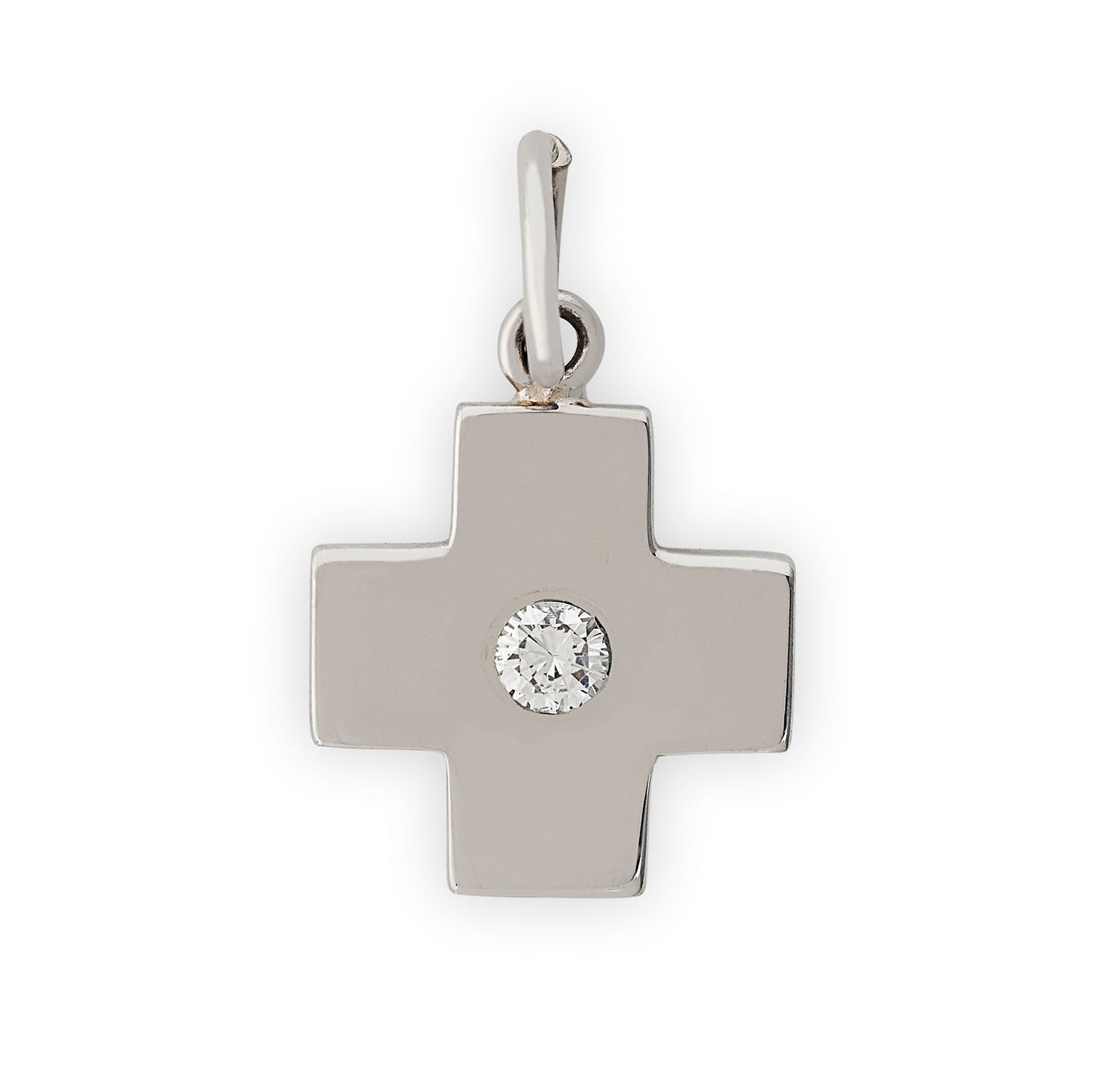 18ct white gold and brilliant cut diamond cross pendant