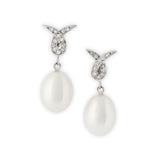 18ct white gold, diamond and pearl Wings earrings by Nigel Milne