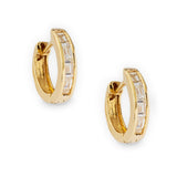 18ct yellow gold and baguette diamond hoop earrings