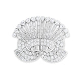 Art Deco brilliant and baguette cut diamond double clip brooch