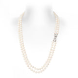 Two row 7 - 7.5mm cultured pearl necklace on diamond clasp