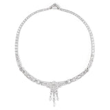 Art Deco brilliant, baguette and navette cut diamond tassel necklace