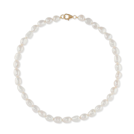 Single row baroque oval Freshwater pearl necklace