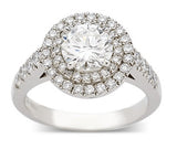 Brilliant cut diamond double cluster engagement ring