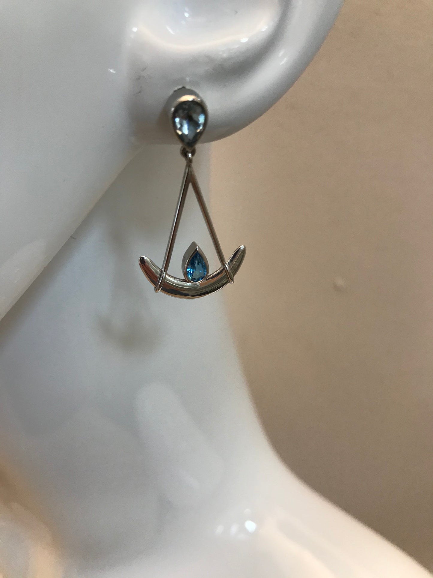 Joie de Vivre blue topaz earrings by Nigel Milne