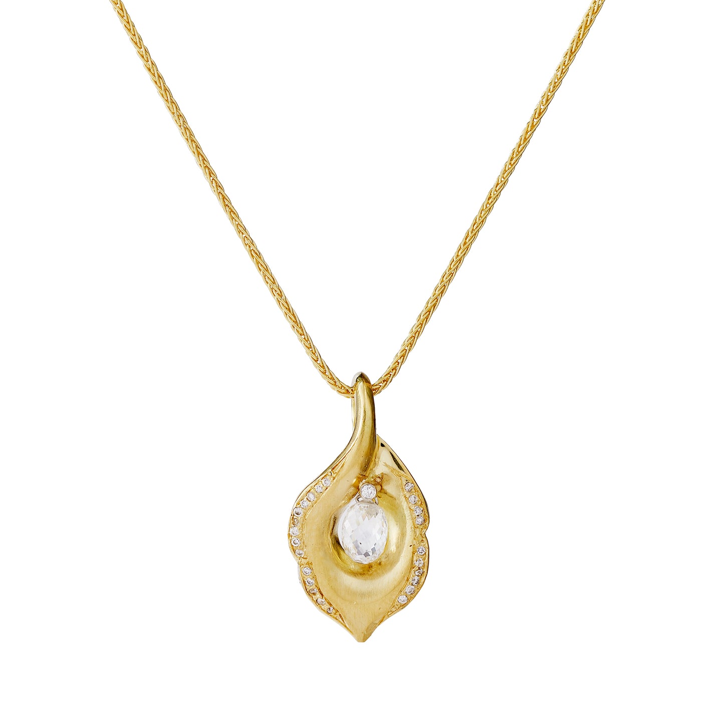 Lily briolette diamond and 18ct yellow gold pendant by Nigel Milne