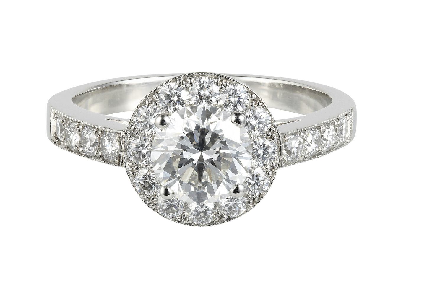 Brilliant cut diamond cluster engagement ring