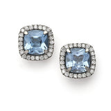 Mini Carnival blue topaz & diamond earrings by Nigel Milne