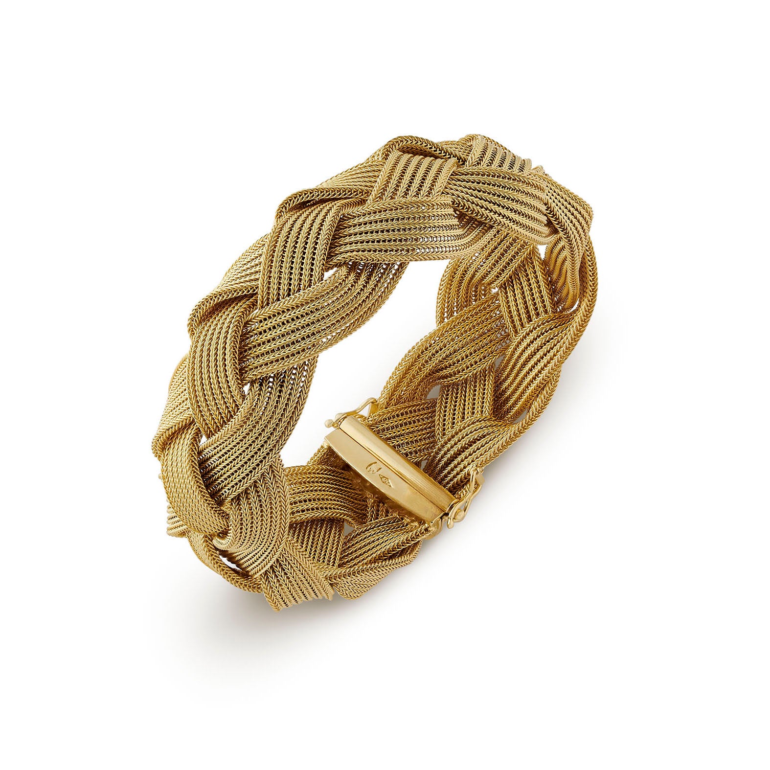 1970's 18ct yellow gold plait bracelet by Wolfers